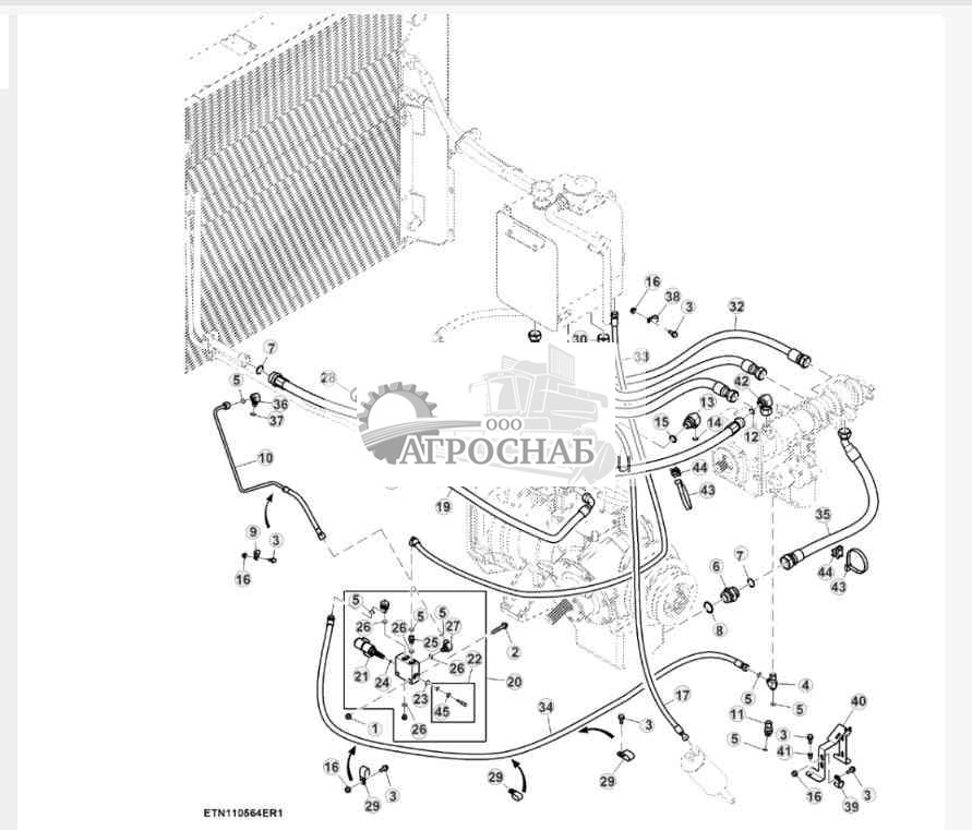 Гидравлические шланги и фитинги трансмиссии с кнопочным переключением передач, Final Tier 4, HillMaster™ 